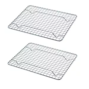 Update International Heavy-Duty 1/4 Size Cooling Rack, Wire Pan Grade, Commercial Grade, Oven-Safe, Chrome, 8 x 10 Inches, Set of 2