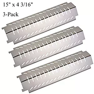 GasSaf Grill Heat Plate Replacement for Charbroil 463251605,Thermos 461252605, Centro, Kirkland and Other Grill Models, 3-Pack 15 inch Stainless Steel Heat Shield Flame Tamer Deflector(15" x 4 3/16")