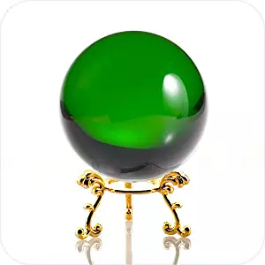 Amlong Crystal Green Crystal Ball 60mm (2.3 in.) Including Golden Flower Stand and Gift Package