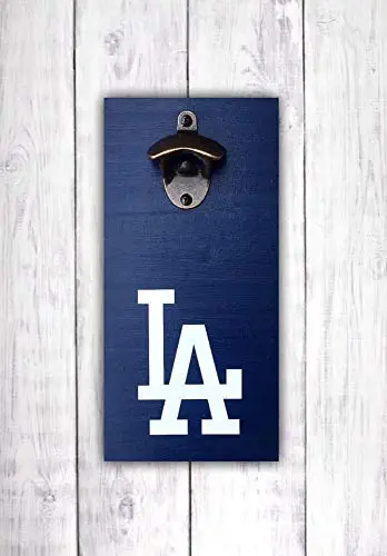 LA Dodgers Beer Bottle Opener | Los Angeles Dodgers Baseball Bar Sign | Wall Mounted Opener | LA Dodgers Home Decor -by LEADING EDGE DESIGNS