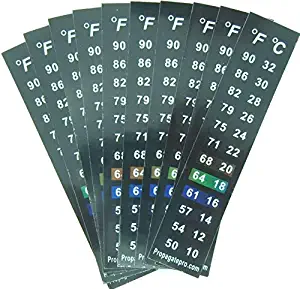 Stick On Thermometer Strip, Digital Temperature Display for Fermenting, Brewing, Wine, Beer, Kombucha or Aquariums. 50-90F (10-32C) Adhesive Sticker 10 Pack (10)