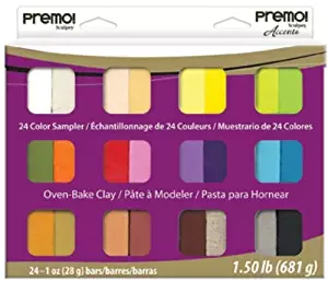 Polyform Premo Clay Sampler Pack, Assorted Colors, 24-Pack