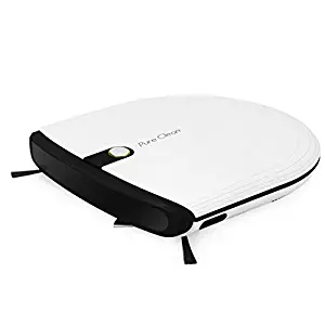Low Profile Robot Vacuum Cleaner - Cleans Pet Hair Under Furniture - Automatic Robo Charge Dock - Thin Robotic Auto Home Sweeper Vac for Clean Tile, Carpet, Hardwood Floor - PureClean PUCRC62 (White)