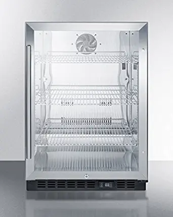 Summit SCR610BL Undercounter Beverage Refrigerator, Glass/Black