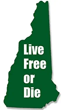 MAGNET 3x5 inch GREEN New Hampshire Shaped LIVE FREE or DIE Sticker - decal state nh Magnetic vinyl bumper sticker sticks to any metal fridge, car, signs