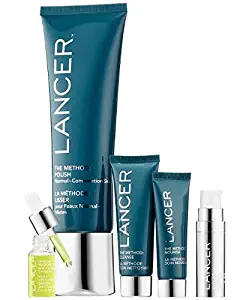 Lancer Skincare Heroes Set Includes The Method Polish (Full Size), The Method Cleanse, The Method Nourish, Eye Contour Lifting Cream with Diamond Powder and Omega Hydrating Oil
