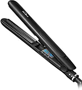 Steam Flat Iron Hair Straightener, Kealive Professional Salon Flat Iron with Vapor Heat up Fast, 360°Swivel Cord, 1 Inch Ceramic Platewith Digital Display Adjustable, with Glove, Clip and Bag, Prefect for Travel