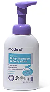 MADE OF Foaming Organic Baby Wash and Shampoo - For Sensitive Skin and Baby Eczema Wash - NSF Organic and EWG Verified - Made in USA - 10oz (Fragrance Free, 1-Pack)