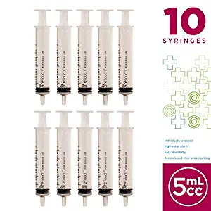 5ml Syringe with Luer Slip Tip - 10 Sterile Syringes by Care Touch – No Needle, Great for Dispensing Oral Medicine and Home Care