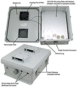 Heated / Cooling Fan Industrial Enclosure Cabinet Box 12x10x5 Inch 120 VAC Weatherproof NEMA Enclosure Heater Heat
