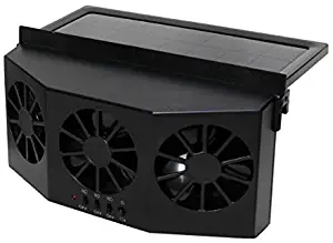 Ferryone Solar Powered Car Fan Auto Front/Rear Window Air Vent Exhaust Fan Vehicle Radiator Vent with Ventilation (Black)