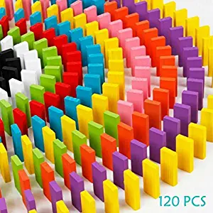 ULT-unite 120pcs Wooden Dominos Blocks Set, Kids Game Educational Play Toy, Domino Racing Toy Game