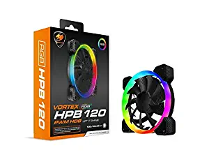 Cougar Hydraulic Vortex RGB HPB 120 PWM HDB, 120 mm Cooling Fan, Included Adapter to Connect Directly 5V RGB Connection to Compatible motherboards