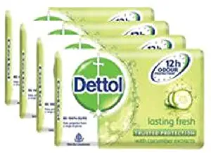 Dettol Bar Soap Lasting Fresh 4x105g- Keeps You Germ Free,soap is Also Very Gentle on The Skin