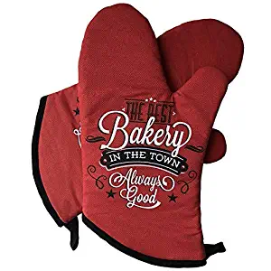 GREVY Pure Cotton Oven Mitts Kitchen Gloves Set of 2 Durable Twill Kitchen Gloves