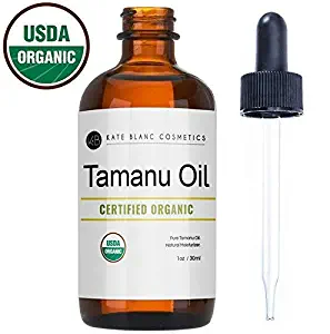 Tamanu Oil for Face and Skin by Kate Blanc. USDA Certified Organic, 100% Pure, Cold Pressed, Unrefined. Helps with Acne, Scars, Eczema, Psoriasis, Stretch Marks, Rosacea, Anti-Aging, and Dry Skin.