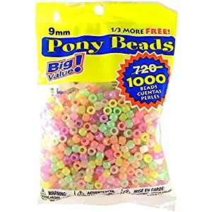 Darice Glow in the Dark Pony Beads – Great Craft Projects for All Ages – Bead Jewelry, Ornaments, Key Chains, Hair Beading – Round Plastic Bead With Center Hole, 9mm Diameter, 1,000 Beads Per Bag