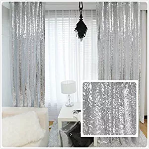 New Year 80% off Sequin Silver curtains, Select you size, 4FT8FT Sparkly Silver Sequin Fabric Photography Backdrop, Best Wedding/Home/Party Fashion Decoration