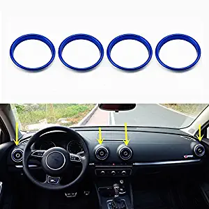 wroadavee Blue Interior Console Air Vent Outlet Cover Ring 4pcs for Audi A3 S3 2014-2018