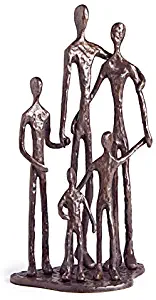 Danya B. Home Shelf Décor (ZD11021) - Sand Casted Metal Art Bronze Sculpture Family of Five - Lined with Velveteen