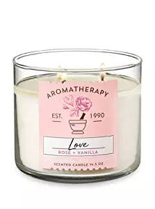 Bath & Body Works 3-Wick Aromatherapy Candle in LOVE — ROSE & VANILLA