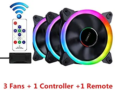3 Pack Computer Case PC Fans RGB PWM LED Case Fan Adjustable Color Quiet High Airflow CPU Cooling Fans and Radiator Silent Intelligent Control (120mm/140mm/200mm) (120mm)