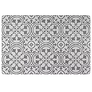 Vinyl Floor Mat, Durable, Soft and Easy to Clean, Ideal for Kitchen Floor, Mudroom or Pet Food Mat. Freestyle, Wrought Iron Deco Pattern (2 ft x 3 ft)