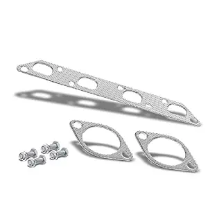 Exhaust Gasket (Aluminum Graphite, Steel Bolts/Studs, Silver) Works With 02-08 Mini Cooper R50/R52/R53 1.6L