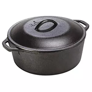 Lodge L8DOL3 Cast Iron Dutch Oven with Dual Handles, Pre-Seasoned, 5-Quart (Certified Refurbished)