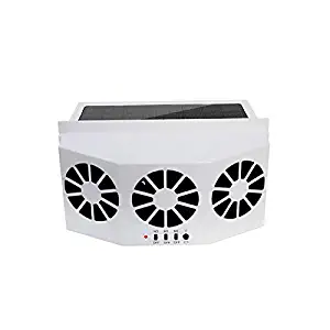 White Solar Powered Car Ventilation Radiator Auto Air Vent Cooling Fan System Cooler Window