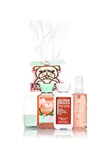 Bath & Body Works PRETTY AS A PEACH Pugs and Kisses Gift Set Trio Travel Size - Lotion - Shower Gel & Fragrance Mist