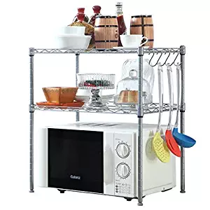 HOMFA Kitchen Microwave Oven Rack Shelving Unit,2-Tier Adjustable Stainless Steel Storage Shelf