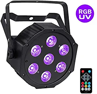 LED Par Lights, YeeSite 70W 7LEDs RGB & UV 4 in 1 Par Can Auto Play Sound Activated by Remote and DMX Control Uplights for Church Wedding Stage Lighting