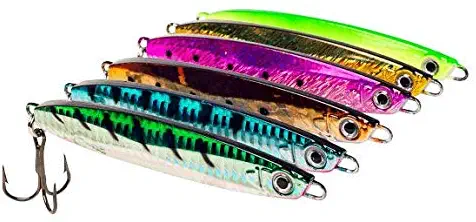 REELDICULOUS Surface Cast Crankbait Jerkbait Speed Irons Jigs w/MUSTAD Carbon Steel Hooks & Owner Rings | 9 Colors & 4 Weights | Pro Preferred Lures | Top Water Hydro-Dynamic & Color Re-Design