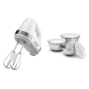 Cuisinart HM-70 Hand Mixer with Stainless Steel Mixing Bowls Bundle