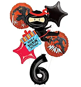 Mayflower Products Ninja Birthday Party Supplies Have A Happy Kickin 6th Birthday Balloon Bouquet Decorations