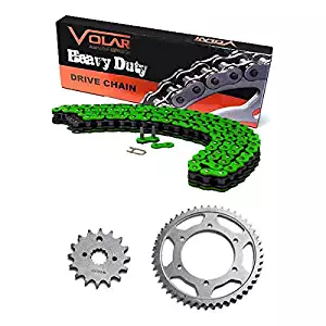 Volar Chain and Sprocket Kit - Heavy Duty - Green for 2008-2012 Kawasaki Ninja 250R EX250