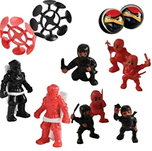 -4 Dozen (48) Ninja Warrior Favors Mini Ninja Figures, Parachute figures, Bouncing Balls and Suction Throwing Stars! 1 Dozen of each Birthday Party favors Goody bags