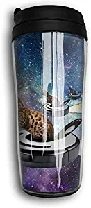 SRYHDA Ninja Kitty Cats Flying in Space Portable Curved Coffee Cups 400ML Vacuum Insulated Thermal Mugs with Splash Proof Lid