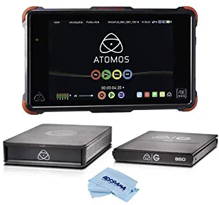 Atomos Ninja Flame 7" Monitor Recorder, 1920x1200 - Bundle with G-Technology Master Caddy 4K 512GB SSD, G-Technology ev Series Reader Caddy Edition Enclosure, Microfiber Cloth