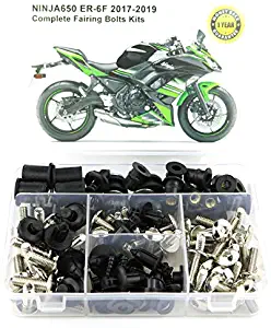 Xitomer Full Sets Fairing Bolts Kits, for KAWASAKI Ninja 650 ER-6F 2017 2018 2019, Mounting Kits Washers/Nuts/Fastenings/Clips/Grommets (silver)