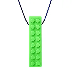 ARK's Brick Stick™ Textured Chew Necklace Made in The USA (Lime Green, Firm)