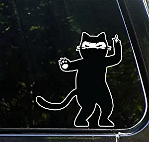 Yadda-Yadda Design Co. Cat Ninja - Shuriken - Throwing Star - Vinyl Car Decal Copyright (Variations Available) (5" w x 5.5" h)