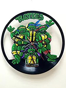 Teenage Mutant Ninja Turtles HANDPAINTED Vinyl Record Wall Clock - Get Unique Nursery or Bedroom Wall Decor - Gift Ideas For Boys and Girls - Fantasy Characters Unique Fan Art