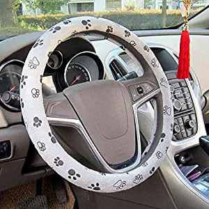 Raysell Soft Comfy Cute Paw Printed Automotive Car Steering Wheel Cover (Grey)