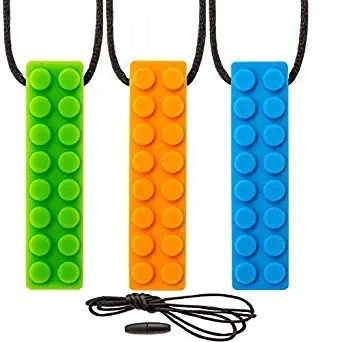 Sensory Chew Necklace Chewing Tool–(3 Pack with Extra Cord & Clasp)