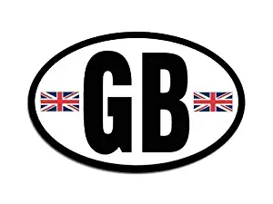 MAGNET 3x5 inch Euro Oval Great Britain GB w/Union Jacks Sticker (uk british) Magnetic vinyl bumper sticker sticks to any metal fridge, car, signs