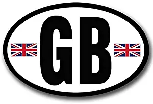 MAGNET 3x5 inch OVAL GB Sticker -car vinyl decal england uk great britain british euro Magnetic vinyl bumper sticker sticks to any metal fridge, car, signs