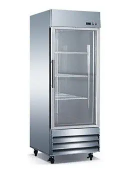 29" Glass Door Refrigerator 1 Single Door CFD-1RR-G Stainless Trim LED Lighting