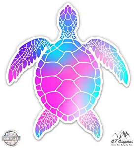 GT Graphics Pretty Sea Turtle Colorful - 3" Vinyl Sticker - For Car Laptop I-Pad Phone Helmet Hard Hat - Waterproof Decal